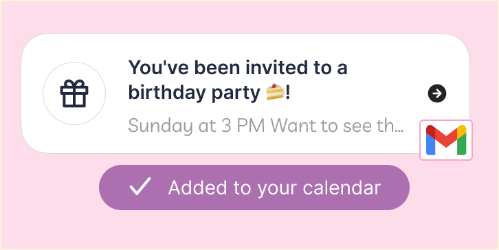 Birthday invitation added to calendar